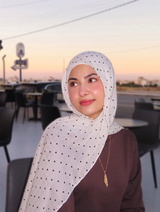Polka Dot White Hijab //. Premium Summer Scarves