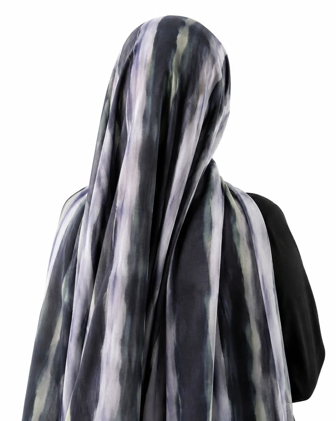 Black Stripe Print Hijab //. Premium Summer Scarves