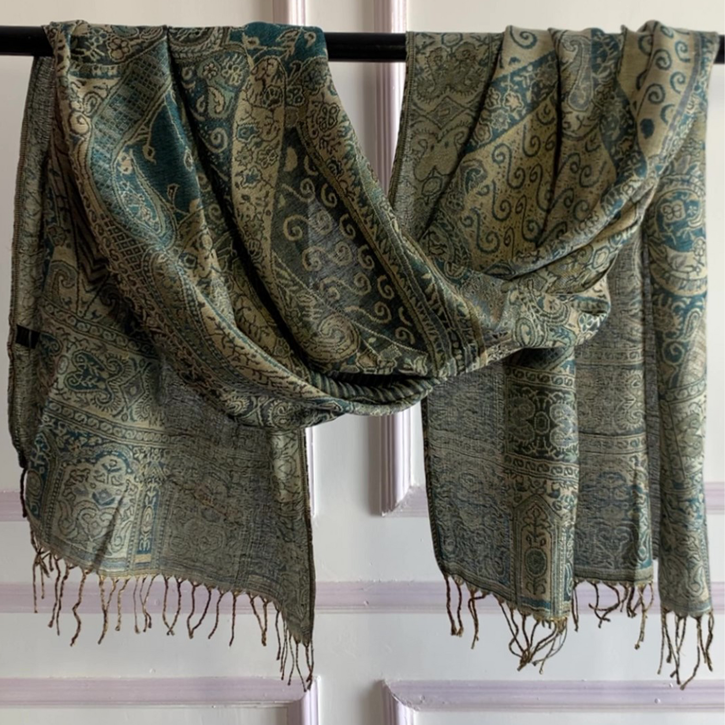 Teal (Blue) Pashmina Shawl | Design. 002