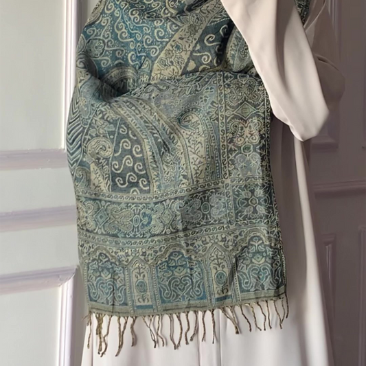 Teal (Blue) Pashmina Shawl | Design. 002