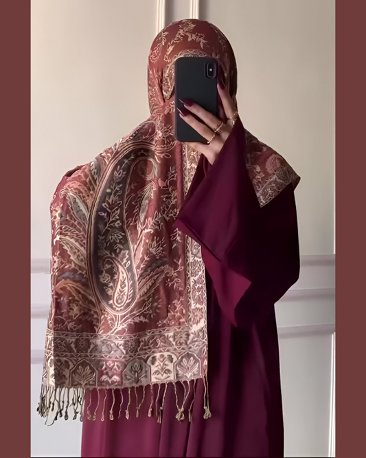 Maroon/Reddish-Brown Pashmina Shawl | Design. 001