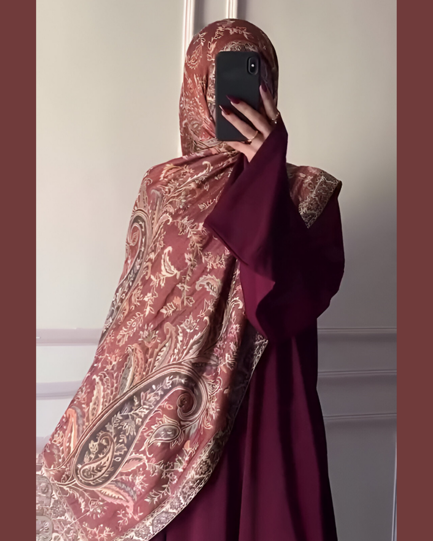 Maroon/Reddish-Brown Pashmina Shawl | Design. 001