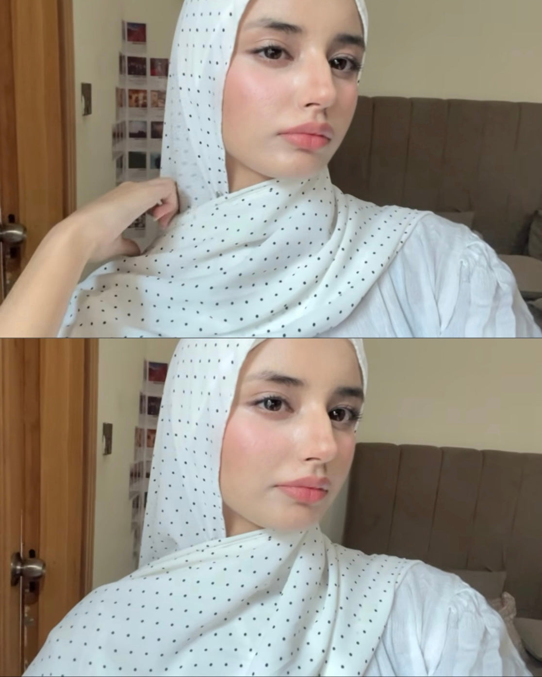 Polka Dot White Hijab //. Premium Summer Scarves