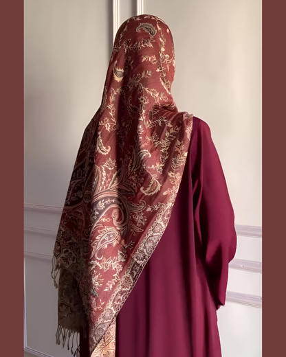 Maroon/Reddish-Brown Pashmina Shawl | Design. 001