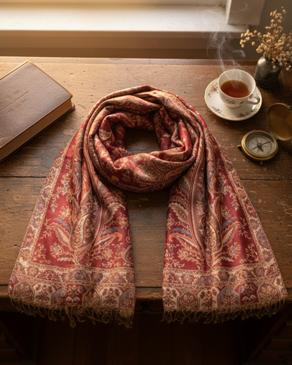 Maroon/Reddish-Brown Pashmina Shawl | Design. 001