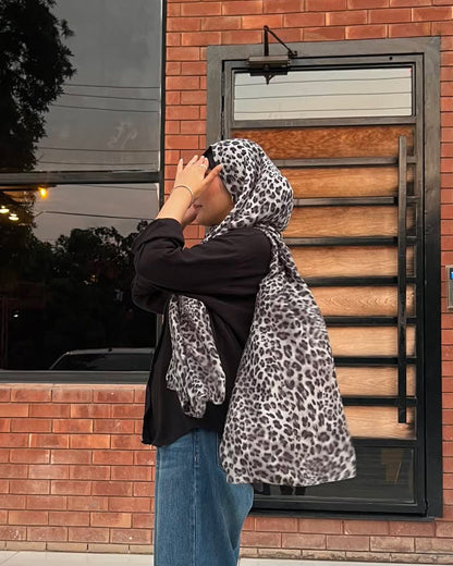 Leopard Print Hijab [Snow Edition] //. Premium Summer Scarves