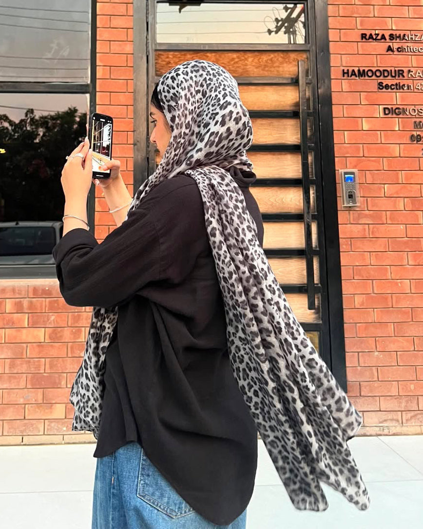 Leopard Print Hijab [Snow Edition] //. Premium Summer Scarves