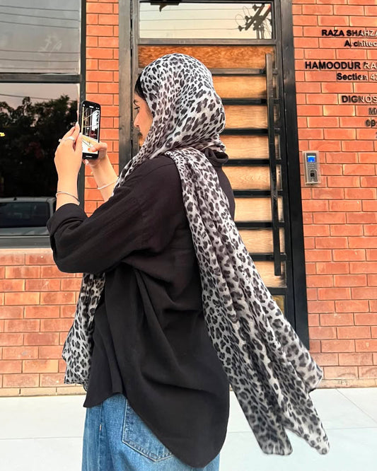 Leopard Print Hijab [Snow Edition] //. Premium Summer Scarves