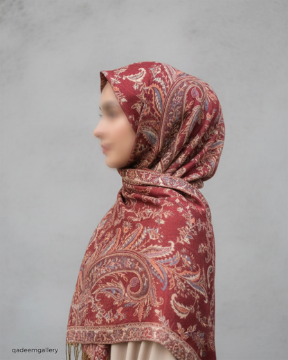 Maroon/Reddish-Brown Pashmina Shawl | Design. 001