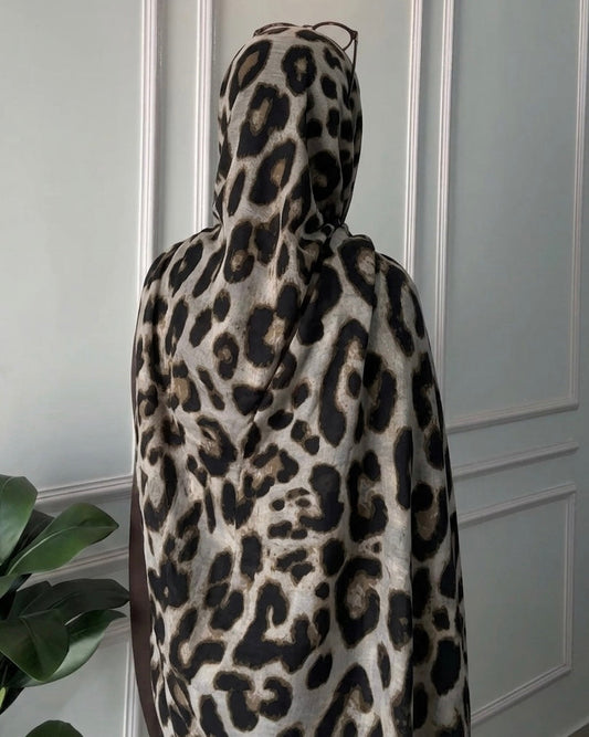 Snow Leopard Print Hijab //. Premium Summer Scarves