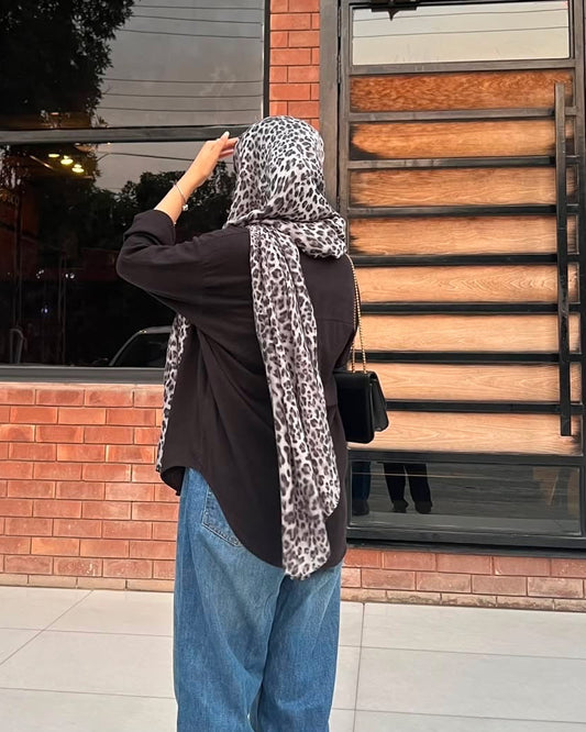 Leopard Print Hijab [Snow Edition] //. Premium Summer Scarves