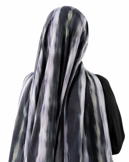 Black Stripe Print Hijab //. Premium Summer Scarves