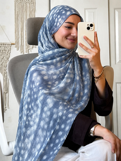 Fawn Print Hijab (Blue) //. Premium Summer Scarves