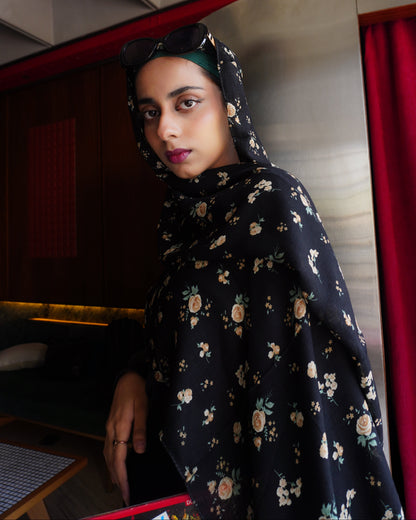Black Floral Hijab //. Premium Summer Scarves