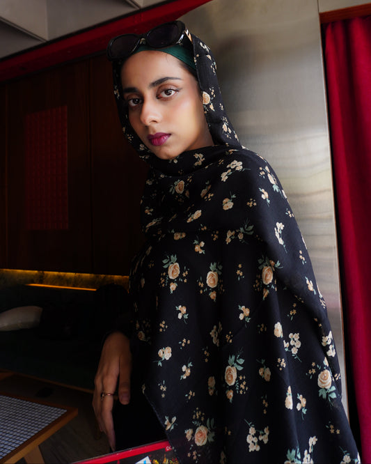 Black Floral Hijab //. Premium Summer Scarves