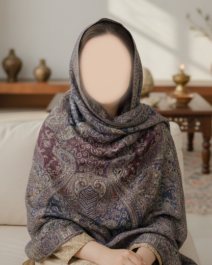 Deep Purple/Multi Colour Pashmina Shawl | Design. 002