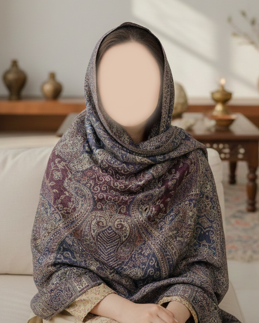 Deep Purple/Multi Colour Pashmina Shawl | Design. 002