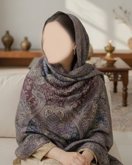 Deep Purple/Multi Colour Pashmina Shawl | Design. 002