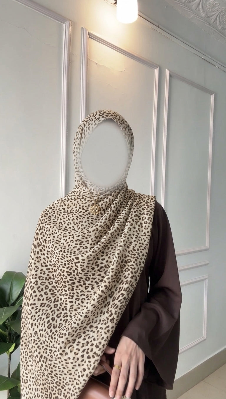 Leopard Print Hijab [coffee edition] //. Premium Summer Scarves