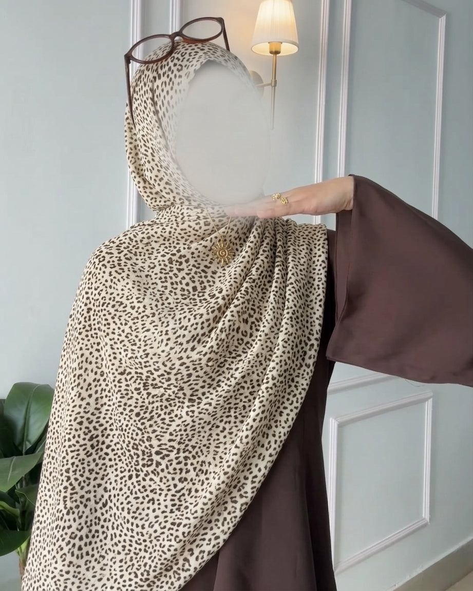 Leopard Print Hijab [coffee edition] //. Premium Summer Scarves