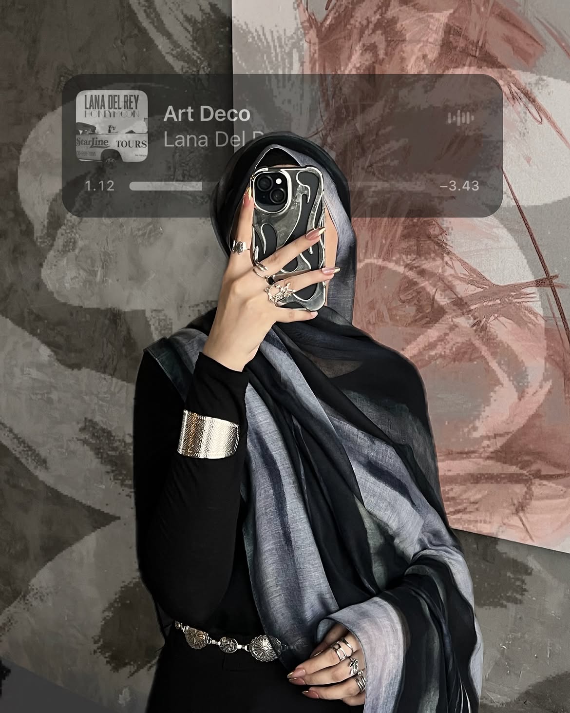 Black Stripe Print Hijab //. Premium Summer Scarves