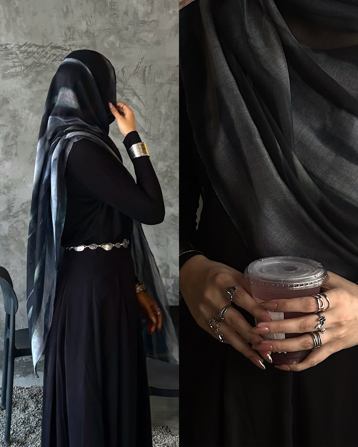 Black Stripe Print Hijab //. Premium Summer Scarves