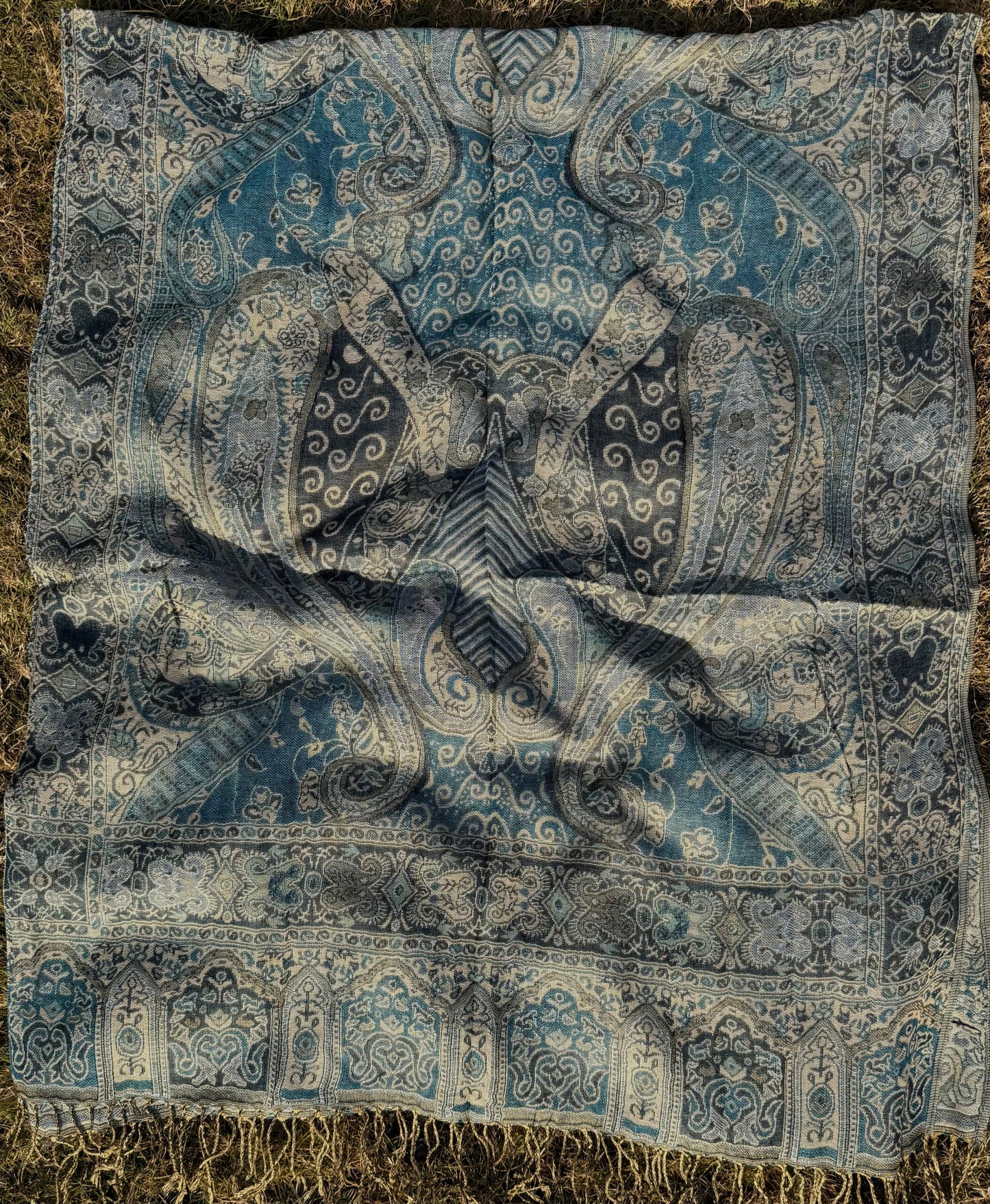 Teal (Blue) Pashmina Shawl | Design. 002