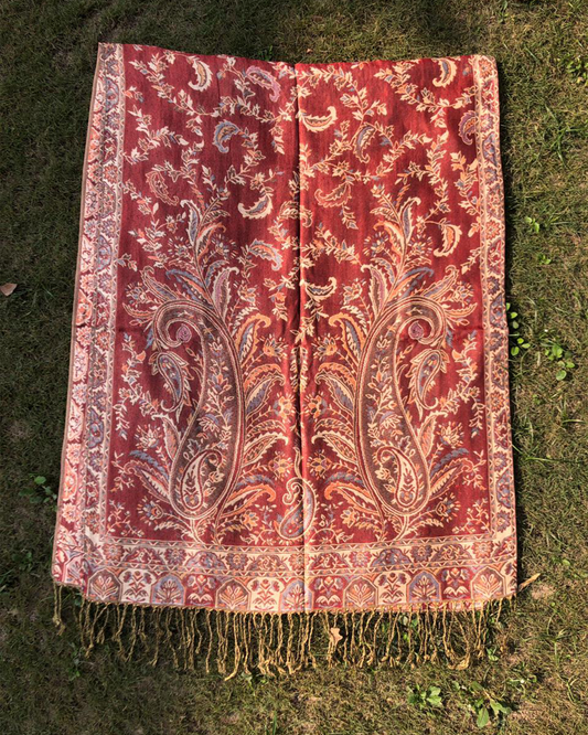 Maroon/Reddish-Brown Pashmina Shawl | Design. 001