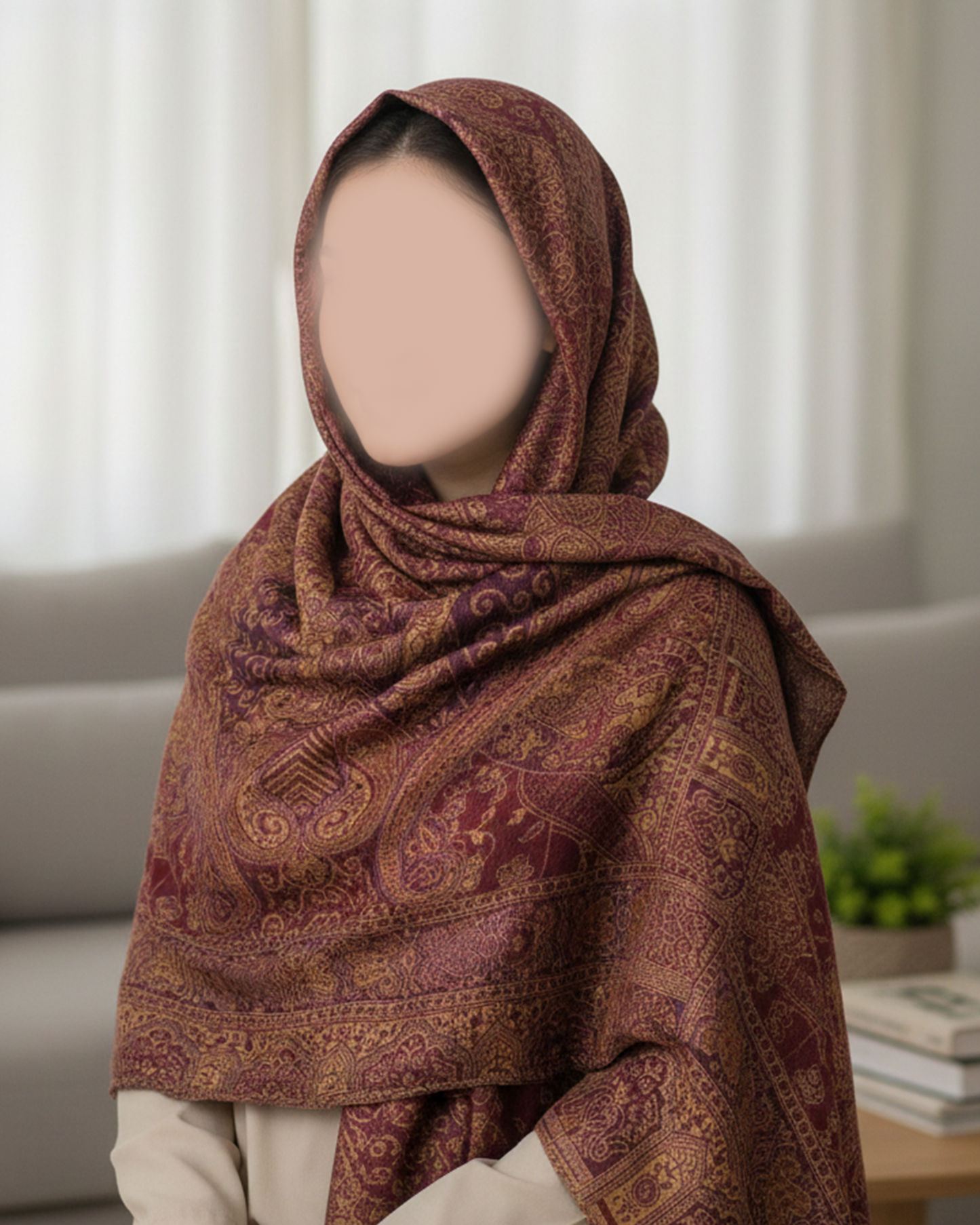 Maroon Pashmina Shawl | Shade 2 / Design. 002