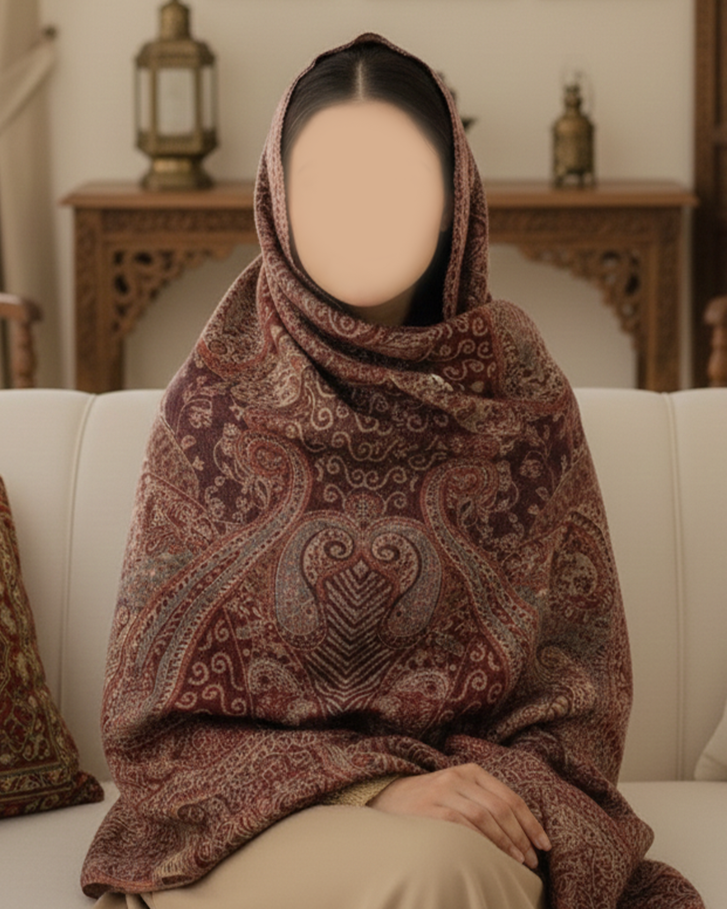 Maroon Pashmina Shawl | Shade 1 / Design. 002