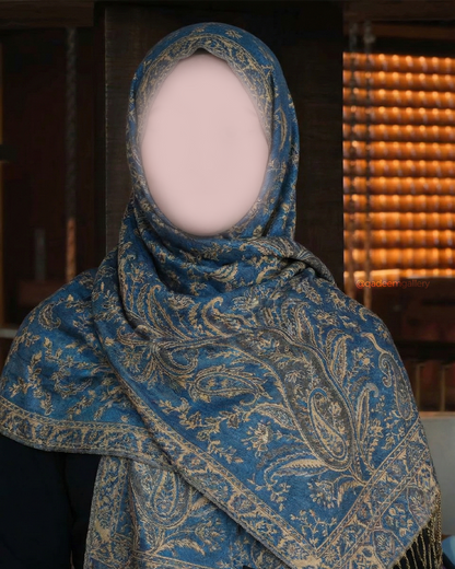 Blue [Lighter Shade] Pashmina Shawl | Design. 001