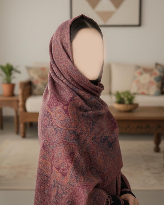Purple (Pink Shade) Pashmina Shawl | Design. 002