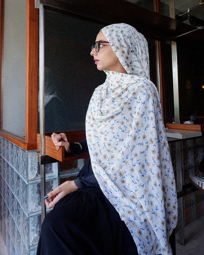 White Floral Hijab //. Premium Summer Scarves