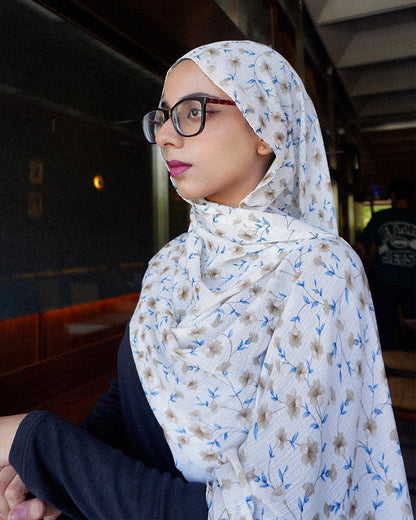 White Floral Hijab //. Premium Summer Scarves