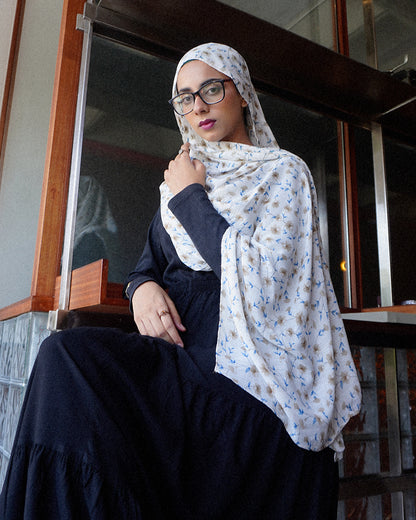 White Floral Hijab //. Premium Summer Scarves