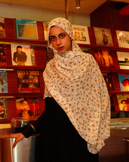 White Floral Hijab //. Premium Summer Scarves