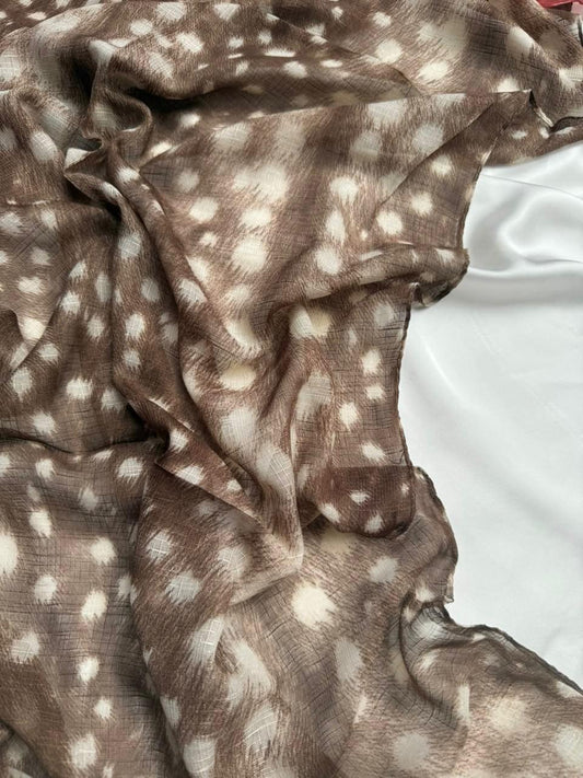 Fawn Print Hijab (Wallnut) //. Premium Summer Scarves