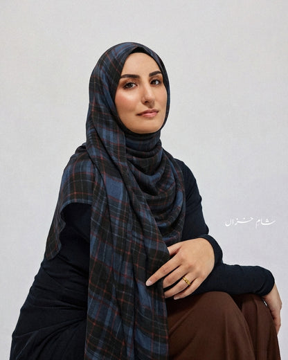 Mixed Plaid Hijab [blue edition] //. shaam e khazaan '26