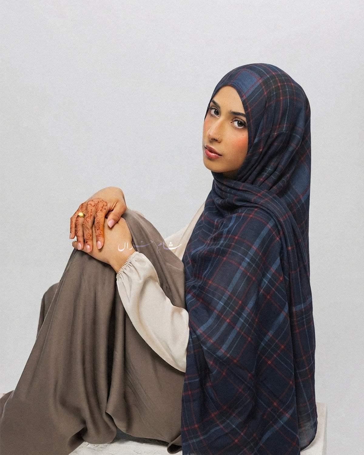 Mixed Plaid Hijab [blue edition] //. shaam e khazaan '26