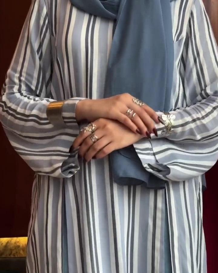 Linen Stripe Long Dress | Modest But Chic.