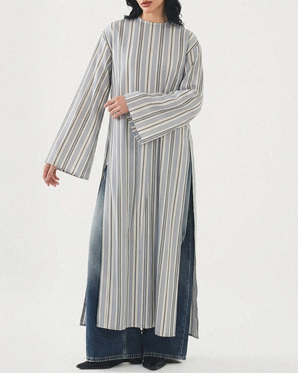 Linen Stripe Long Dress | Modest But Chic.