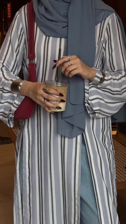 Linen Stripe Long Dress | Modest But Chic.