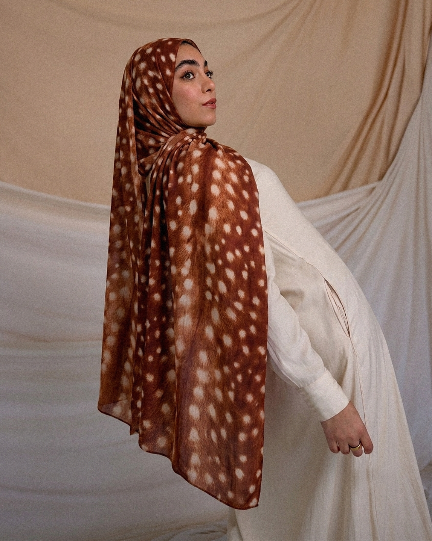 Fawn Deer Print Hijab (Brown) //. Premium Summer Scarves