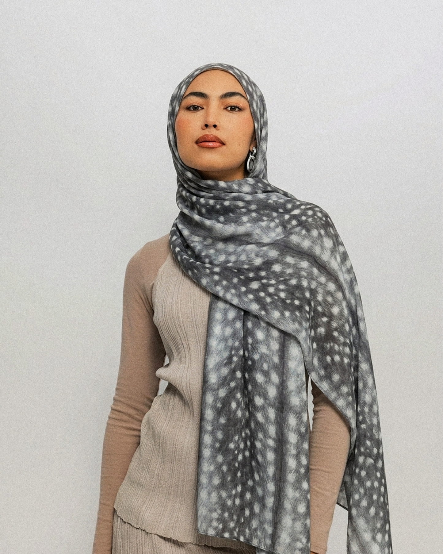 Fawn Print Hijab (Silver) //. Premium Summer Scarves