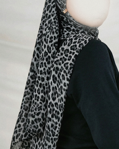 Leopard Print Hijab [Snow Edition] //. Premium Summer Scarves