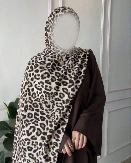 Snow Leopard Print Hijab //. Premium Summer Scarves