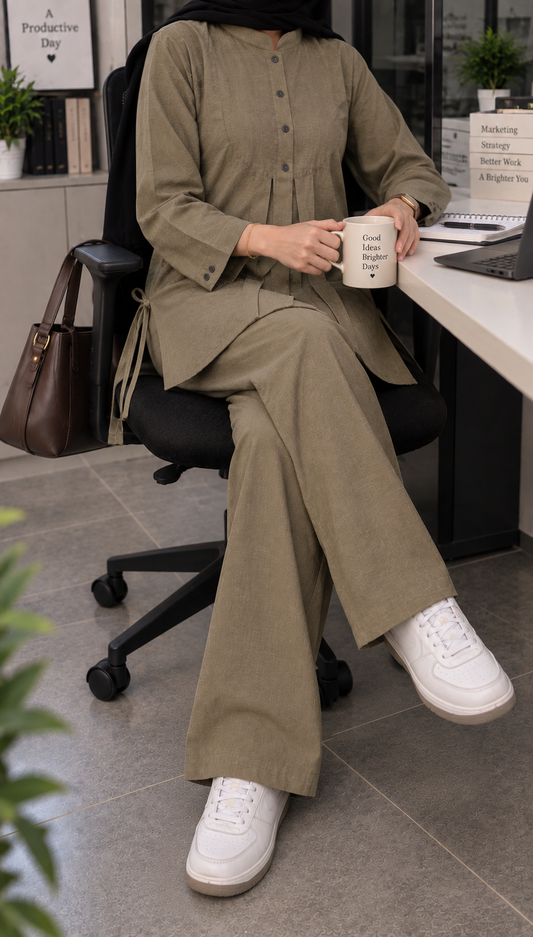 Linen Relaxed Solid Co-Ord Set | Modest But Chic.