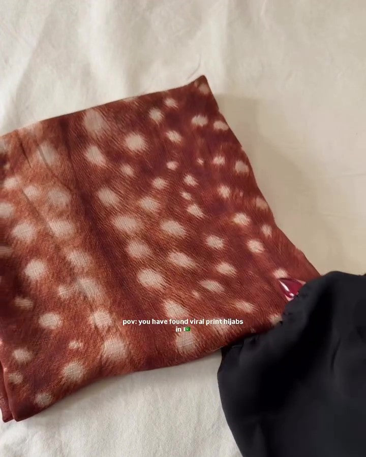 Fawn Deer Print Hijab (Brown) //. Premium Summer Scarves