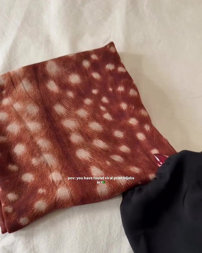 Fawn Deer Print Hijab (Brown) //. Premium Summer Scarves