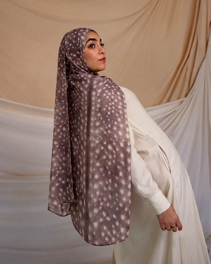 Fawn Deer Print Hijab (Dust Plum) //. Premium Summer Scarves